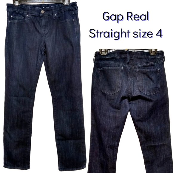 Gap 1969 Real Straight High Rise sz 4 Dark Wash EUC Stretch denim jeans - Picture 2 of 5